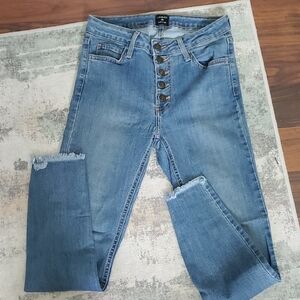 Just Black High Rise Button-Fly Blue Jeans